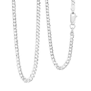 Italian Flat Figaro Chain Necklace in Sterling Silver 5.30 Grams 18 Inches