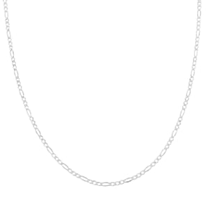 Italian Flat Figaro Chain Necklace in Sterling Silver 5.30 Grams 18 Inches