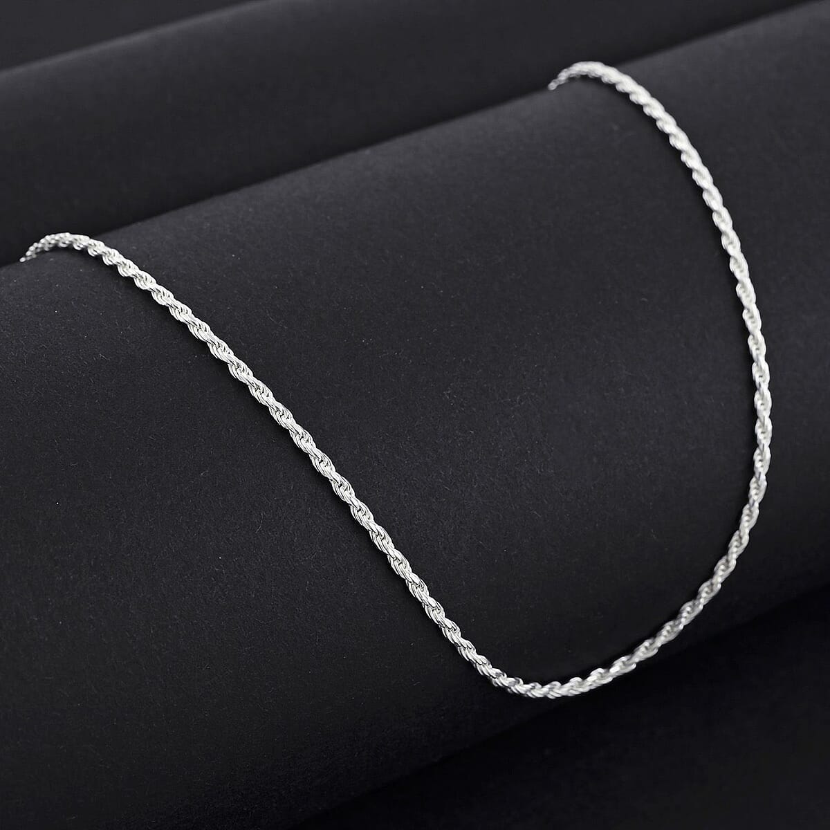 Italian 1.4mm Rope Chain Necklace in Sterling Silver 3.40 Grams 18 Inches image number 1
