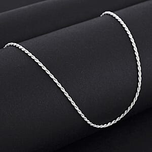Italian 1.4mm Rope Chain Necklace in Sterling Silver 3.40 Grams 18 Inches
