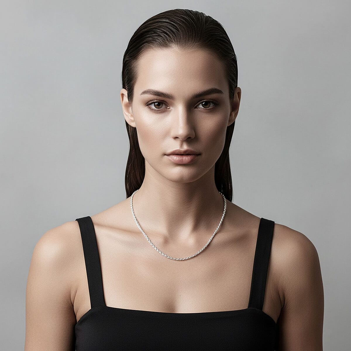 Italian 1.4mm Rope Chain Necklace in Sterling Silver 3.40 Grams 18 Inches image number 2