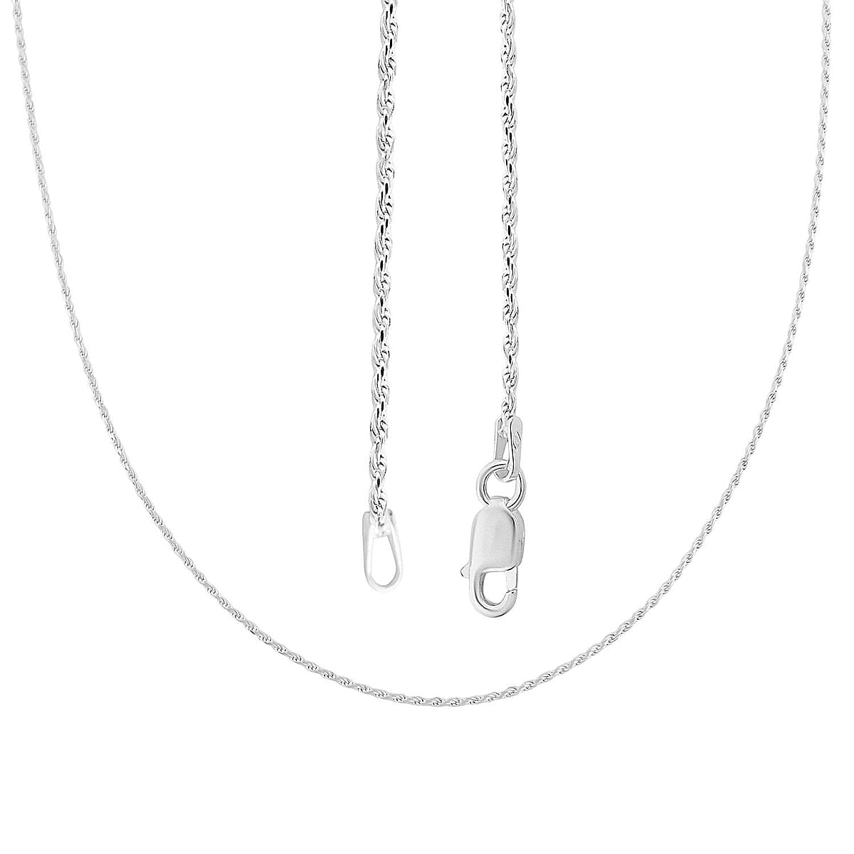 Italian 1.4mm Rope Chain Necklace in Sterling Silver 3.40 Grams 18 Inches image number 4