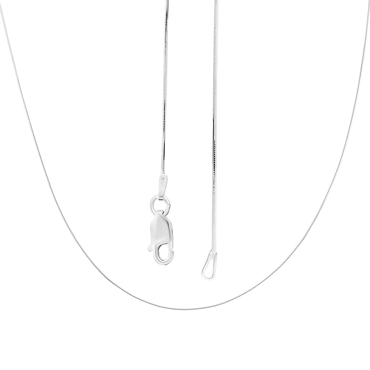 Italian Side Snake Chain Necklace in Sterling Silver 2.20 Grams 18 Inches image number 4