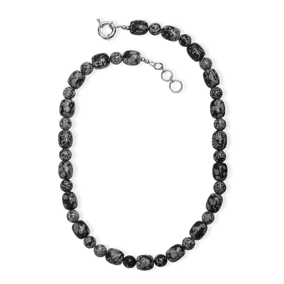 EverTrue SnowFlake Obsidian 417.00 ctw Beaded Necklace in Platinum Over 20 Inches  image number 3