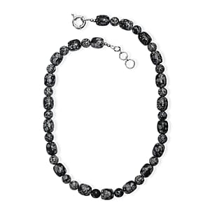 EverTrue SnowFlake Obsidian 417.00 ctw Beaded Necklace in Platinum Over 20 Inches 