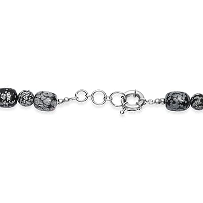 EverTrue SnowFlake Obsidian 417.00 ctw Beaded Necklace in Platinum Over 20 Inches