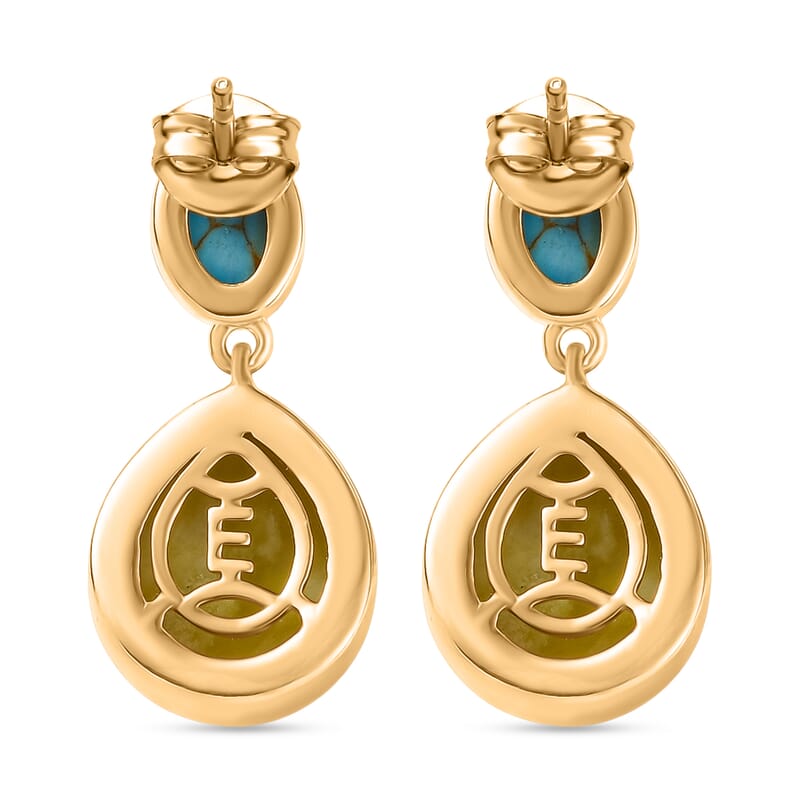 EverTrue Connemara Marble and Mojave Blue Turquoise 11.00 ctw Earrings in 18K YG Plated