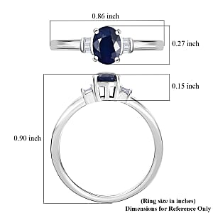 Kanchanaburi Blue Sapphire and Luxuriant Lab Grown Diamond 1.15 ctw Ring in Rhodium Over Sterling Silver (Size 9.0)