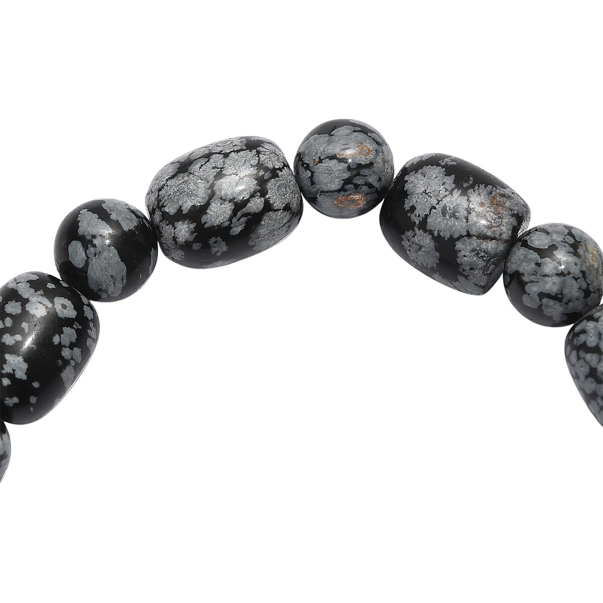 Snow Flake Obsidian 170.00 ctw Beaded Stretch Bracelet image number 2