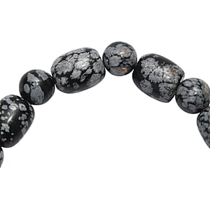 Snow Flake Obsidian 170.00 ctw Beaded Stretch Bracelet