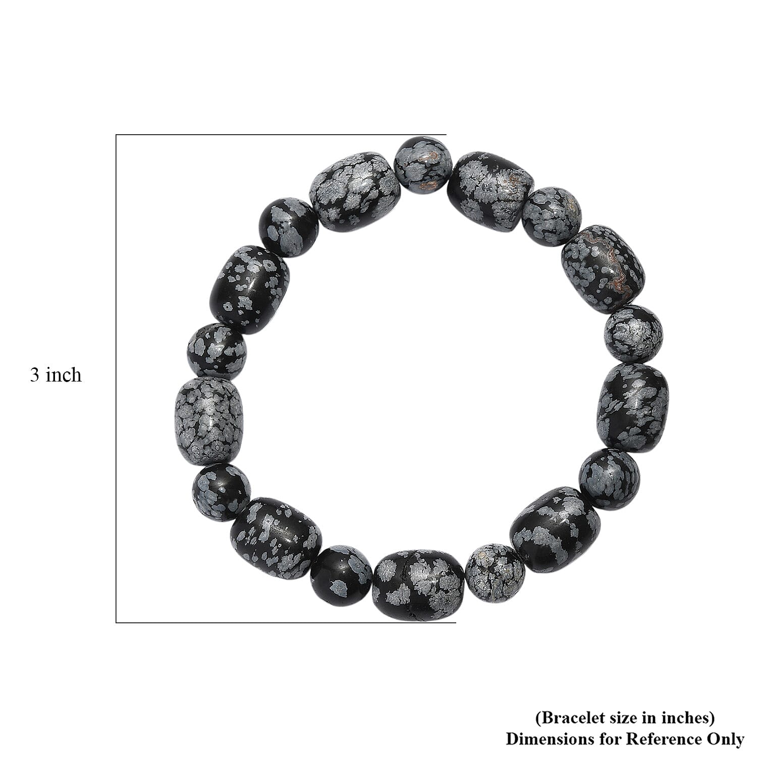 Snow Flake Obsidian 170.00 ctw Beaded Stretch Bracelet