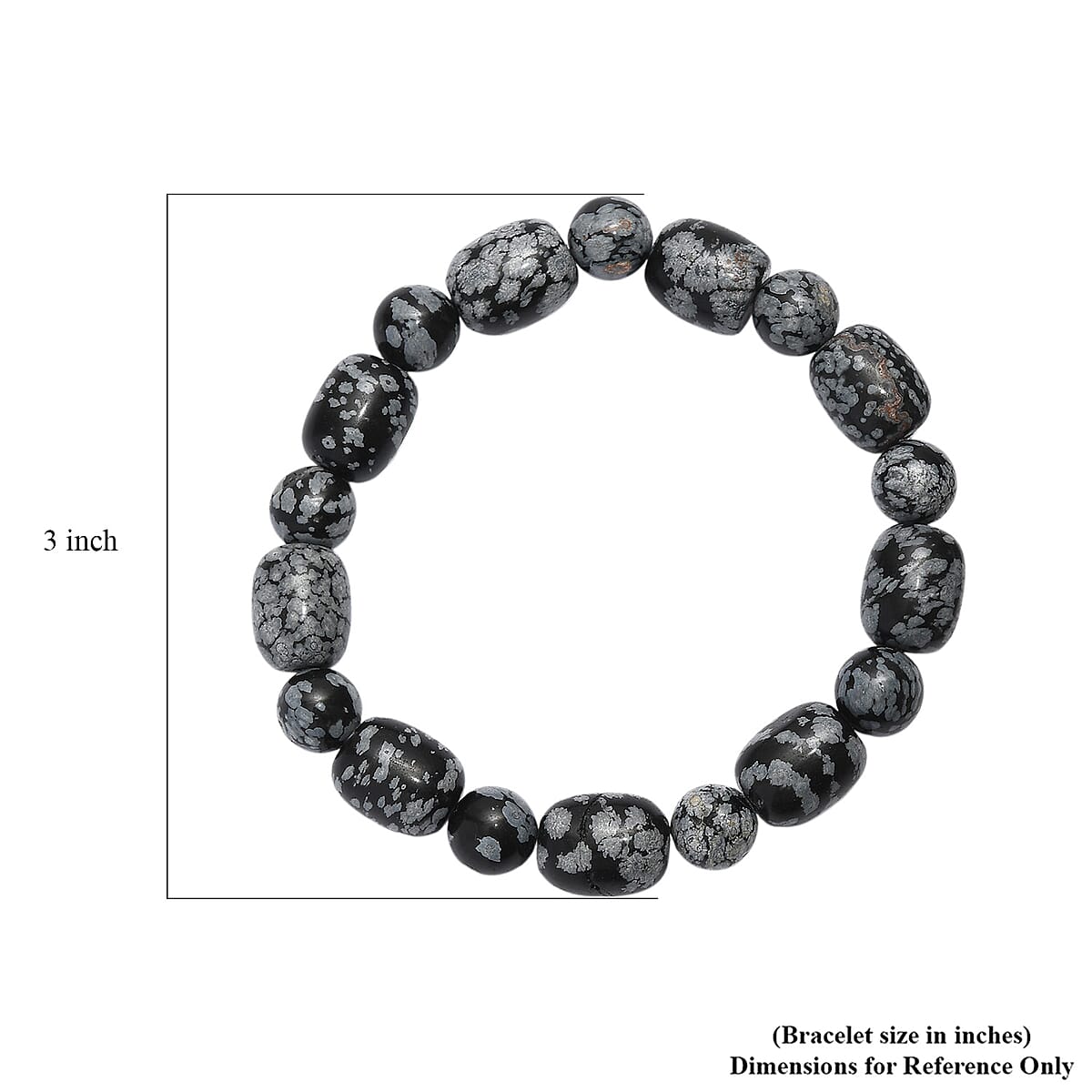 Snow Flake Obsidian 170.00 ctw Beaded Stretch Bracelet image number 3