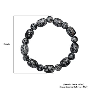 Snow Flake Obsidian 170.00 ctw Beaded Stretch Bracelet