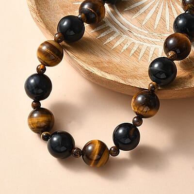 EverTrue Blue and Red Tiger Eye 473.00 ctw Necklace in Platinum Bond 20 Inches