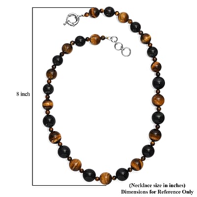 EverTrue Blue and Red Tiger Eye 473.00 ctw Necklace in Platinum Bond 20 Inches