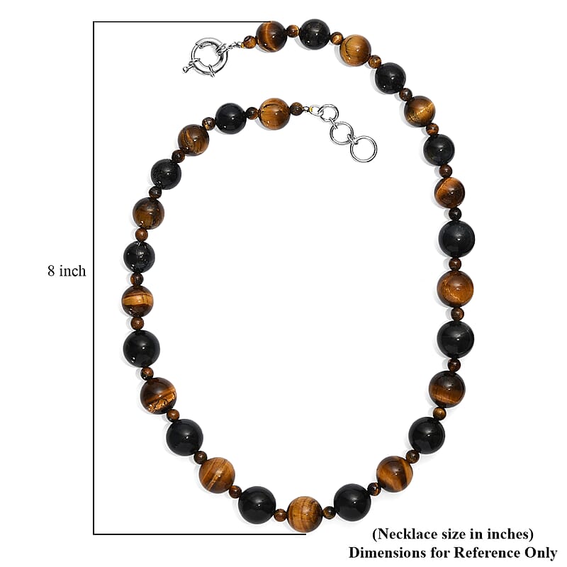 EverTrue Blue and Red Tiger Eye 473.00 ctw Necklace in Platinum Bond 20 Inches