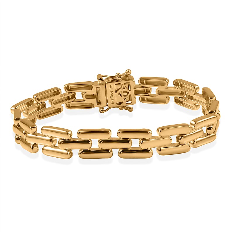 EverTrue Bronzella Collection Modern Link Luxe Bracelet in 18K Yellow Gold Plated Bronze (6.50 In)
