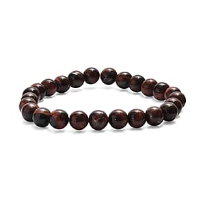 Red Tiger Eye 160.00 ctw Beaded Stretch Bracelet