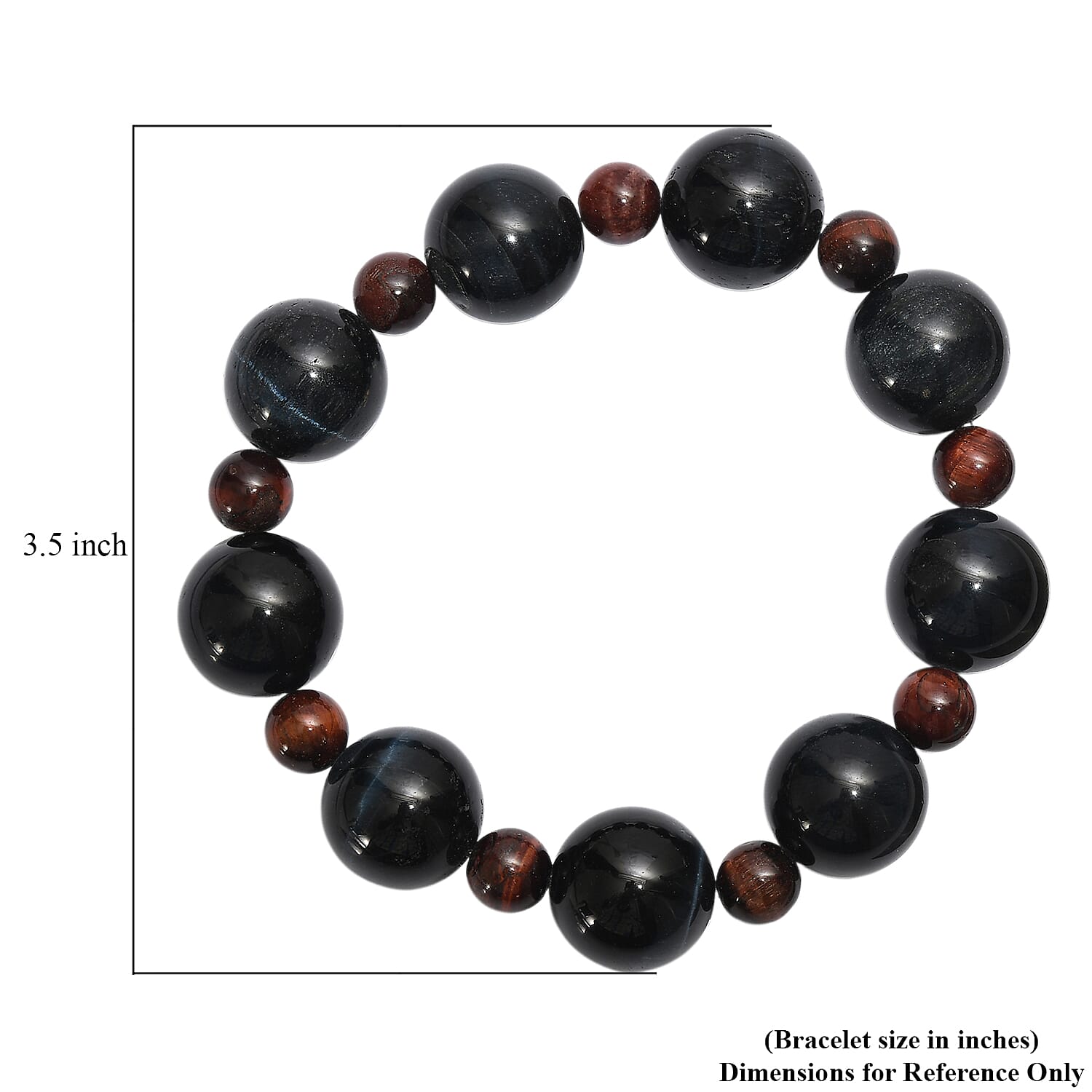 Blue and Red Tigers Eye 230.00 ctw Beaded Stretch Bracelet