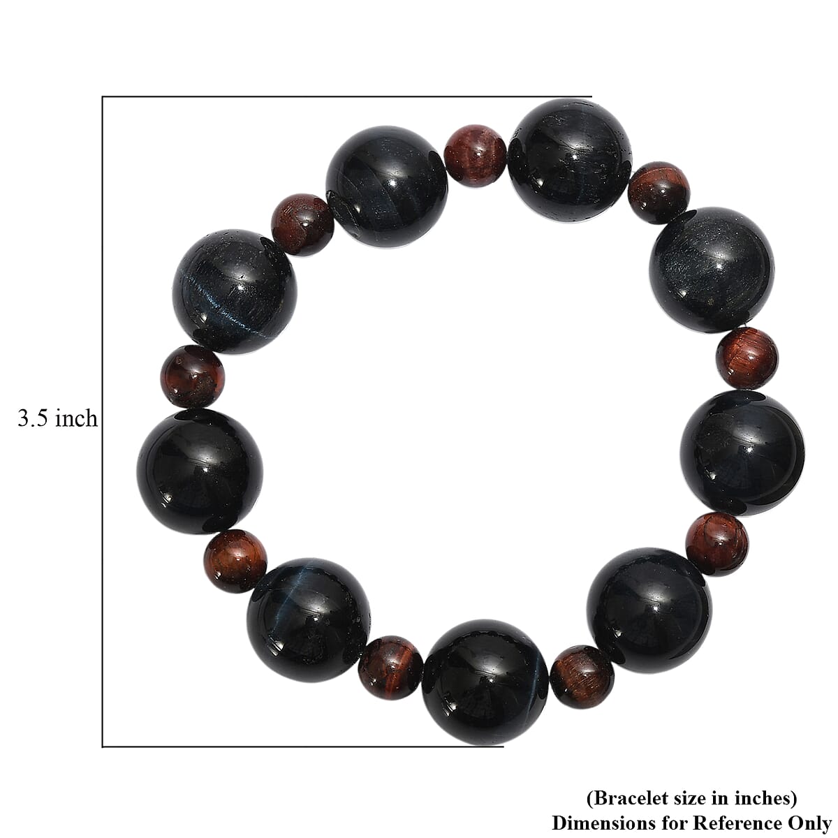 Blue and Red Tigers Eye 230.00 ctw Beaded Stretch Bracelet image number 4