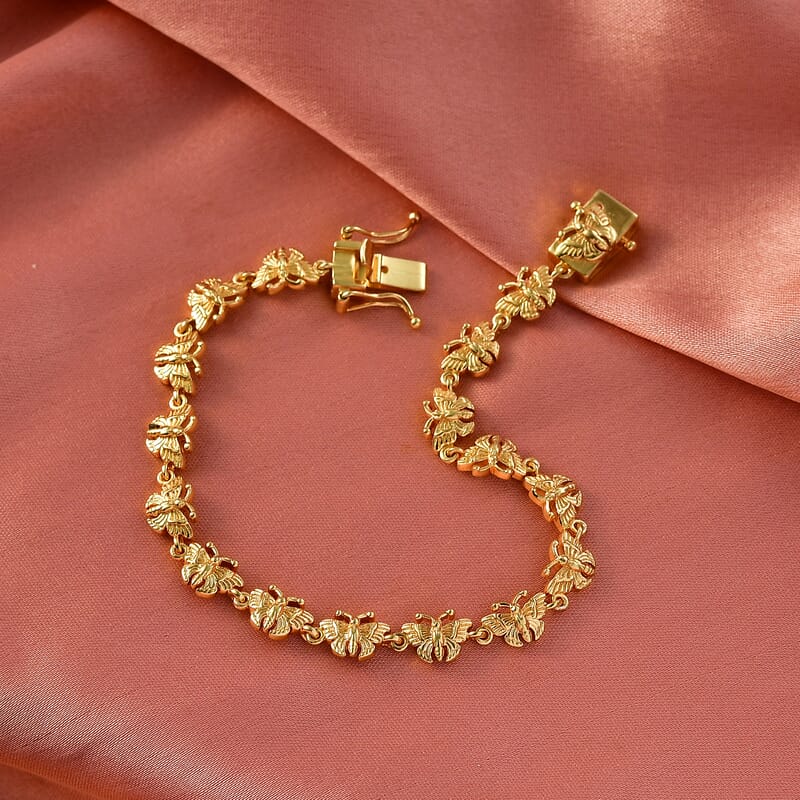 EverTrue Bronzella Collection Butterfly Bracelet in 18K Yellow Gold Plated Bronze (6.50 In)