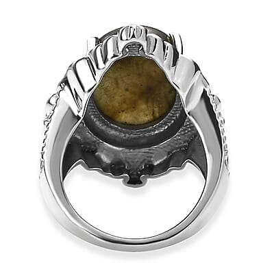 EverTrue Malagasy Labradorite 11.85 ctw Solitaire Ring in Stainless Steel (Size 11.0)