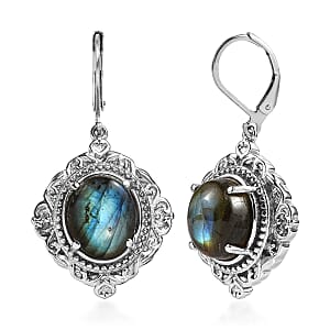 EverTrue Malagasy Labradorite 10.80 ctw Earrings in Stainless Steel