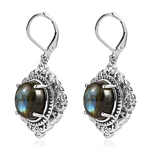 EverTrue Malagasy Labradorite 10.80 ctw Earrings in Stainless Steel