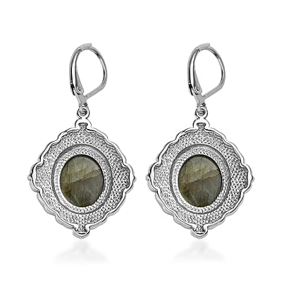 EverTrue Malagasy Labradorite 10.80 ctw Earrings in Stainless Steel