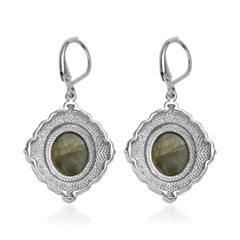 EverTrue Malagasy Labradorite 10.80 ctw Earrings in Stainless Steel