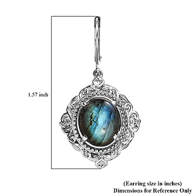 EverTrue Malagasy Labradorite 10.80 ctw Earrings in Stainless Steel