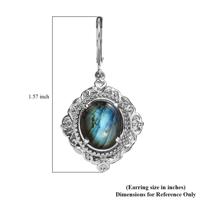 EverTrue Malagasy Labradorite 10.80 ctw Earrings in Stainless Steel