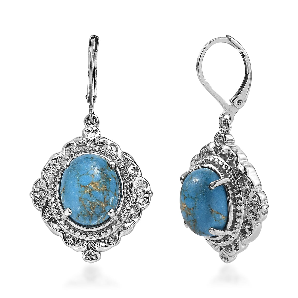 EverTrue Mojave Blue Turquoise 8.80 ctw Earrings in Stainless Steel