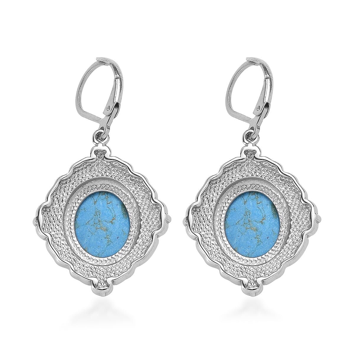 EverTrue Mojave Blue Turquoise 8.80 ctw Earrings in Stainless Steel