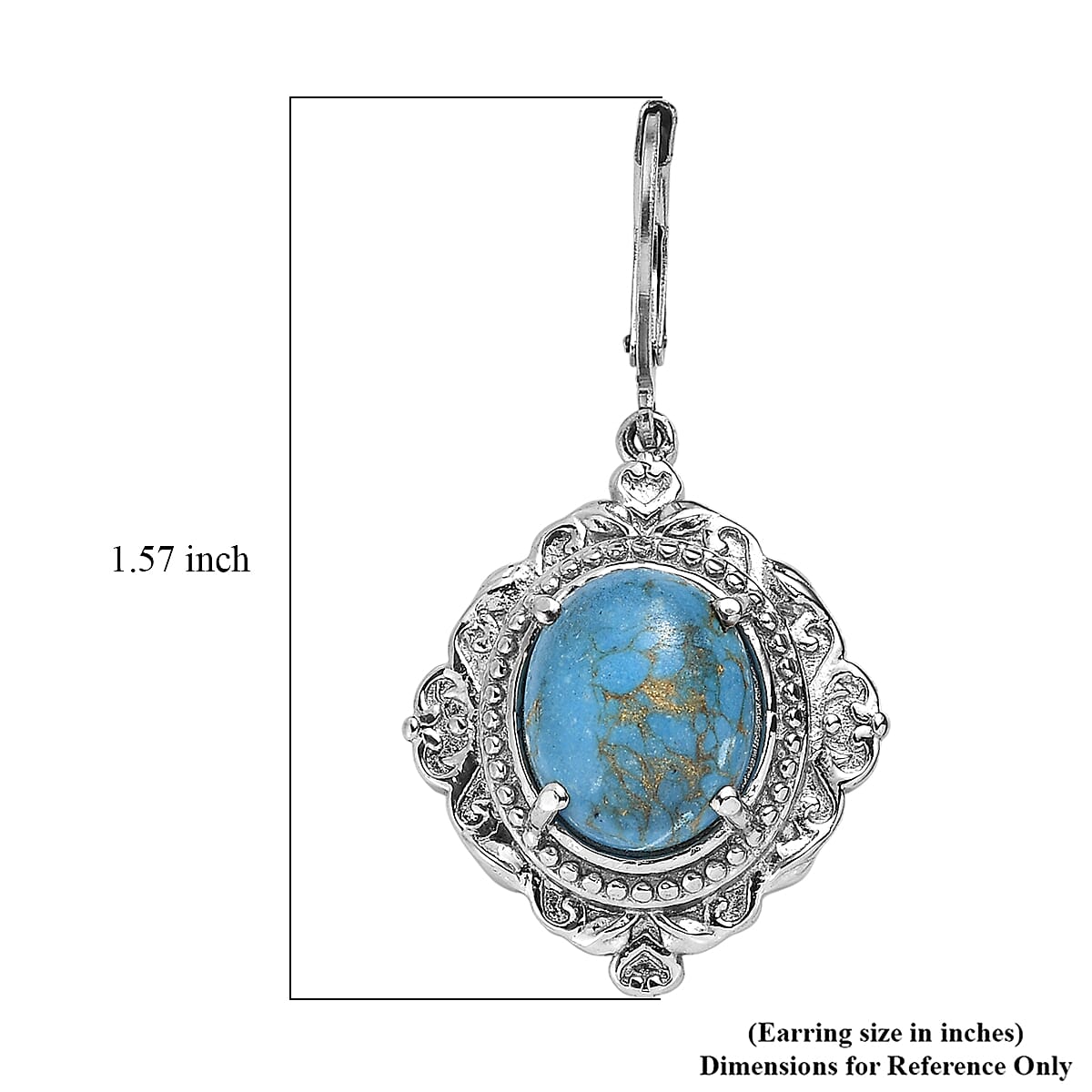 EverTrue Mojave Blue Turquoise 8.80 ctw Earrings in Stainless Steel