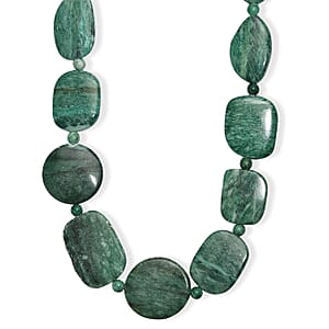 EverTrue Rainforest Jasper and Green Jasper 910.00 ctw Beaded Necklace in Platinum Over 20 Inches 