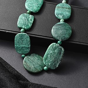 EverTrue Rainforest Jasper and Green Jasper 910.00 ctw Beaded Necklace in Platinum Over 20 Inches 