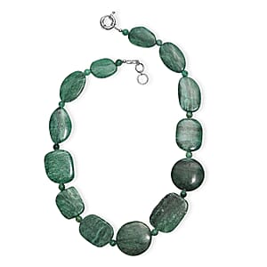 EverTrue Rainforest Jasper and Green Jasper 910.00 ctw Beaded Necklace in Platinum Over 20 Inches 