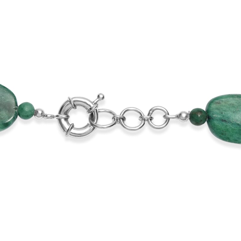 EverTrue Rainforest Jasper and Green Jasper 910.00 ctw Beaded Necklace in Platinum Over 20 Inches