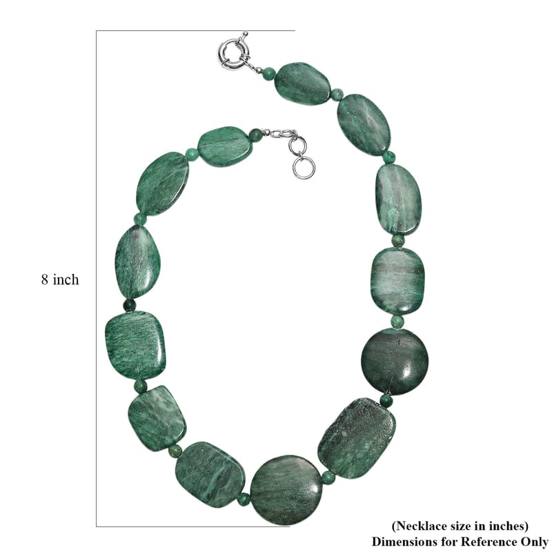 EverTrue Rainforest Jasper and Green Jasper 910.00 ctw Beaded Necklace in Platinum Over 20 Inches