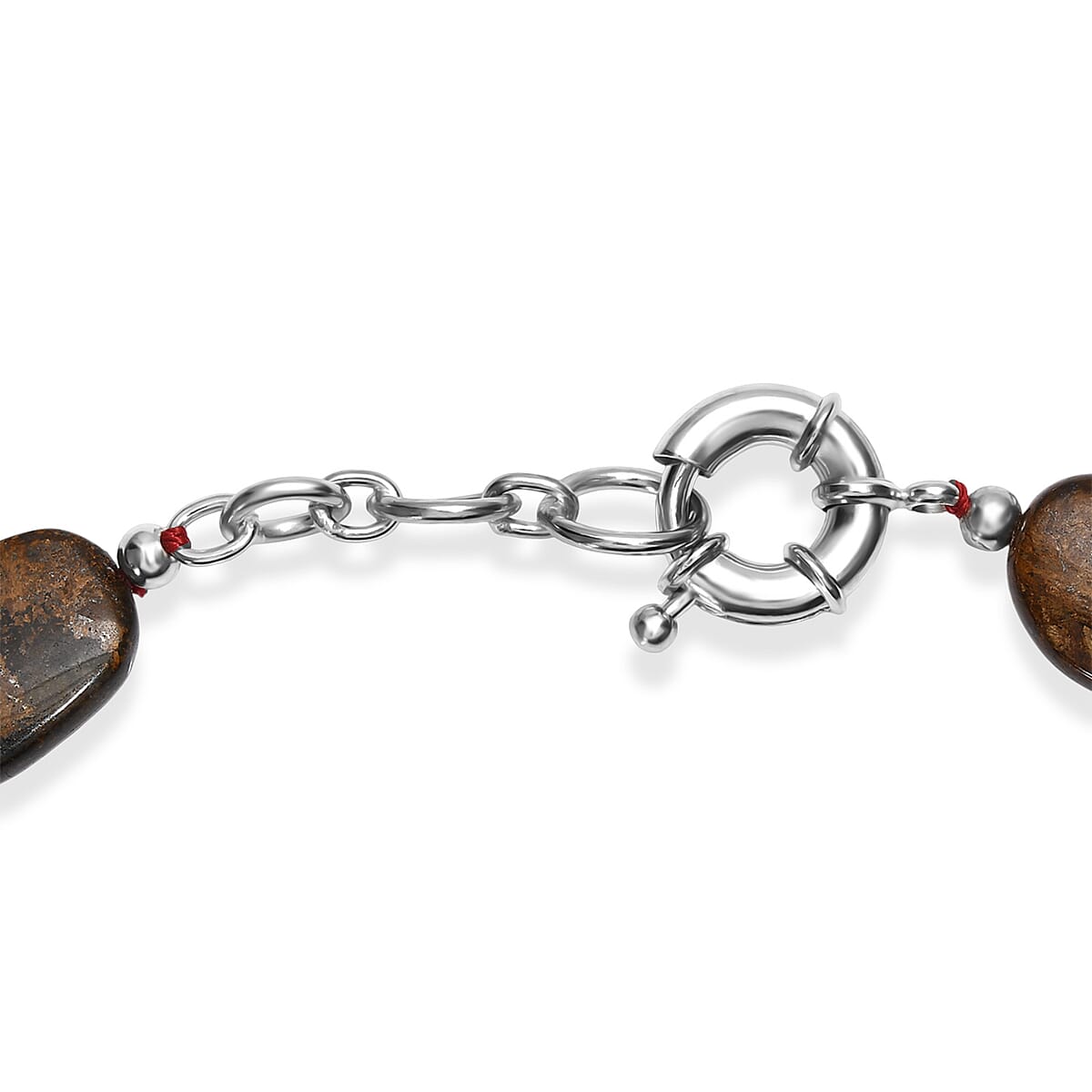 EverTrue Brownzite Jasper and Red Tiger Eye 485.00 ctw Beaded Necklace (20 Inches) in Platinum Bond image number 4