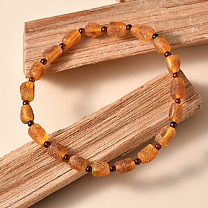 Honey Amber 25.00 ctw Beaded Stretch Bracelet