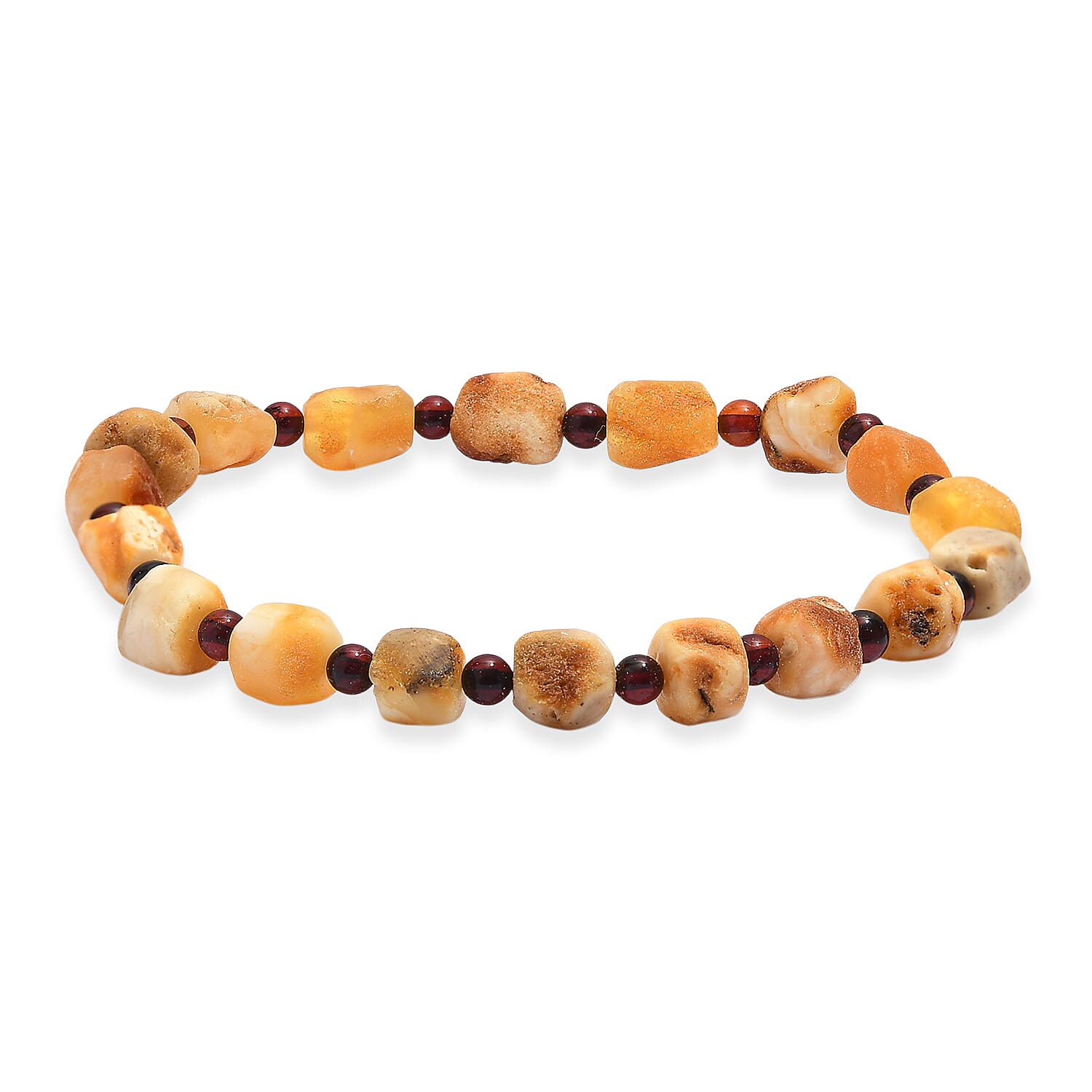 Caramel Amber 30.00 ctw Beaded Stretch Bracelet