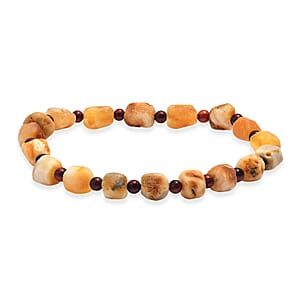 Caramel Amber 30.00 ctw Beaded Stretch Bracelet