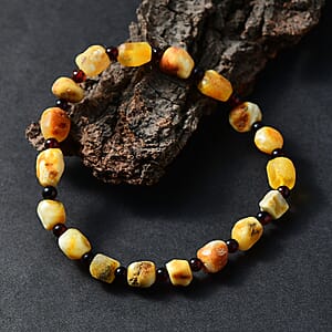 Caramel Amber 30.00 ctw Beaded Stretch Bracelet