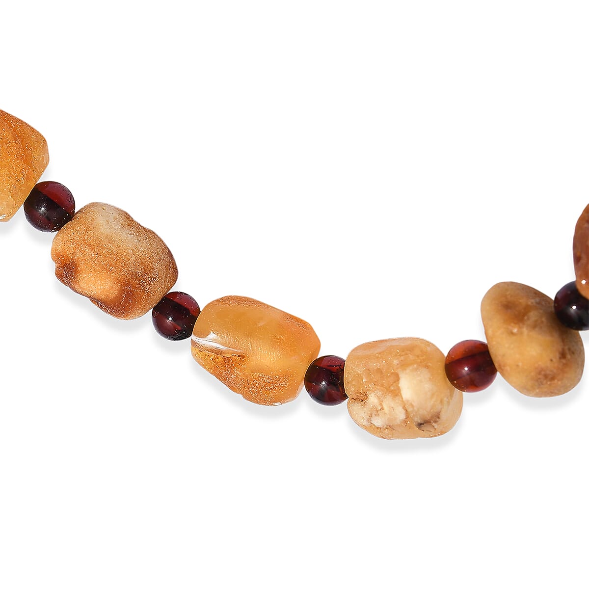Caramel Amber 30.00 ctw Beaded Stretch Bracelet image number 3