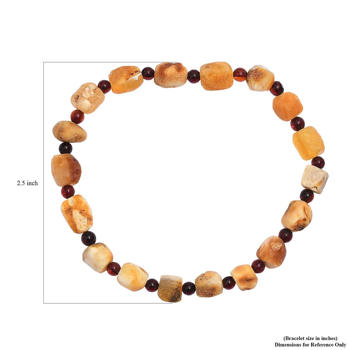 Caramel Amber 30.00 ctw Beaded Stretch Bracelet image number 4