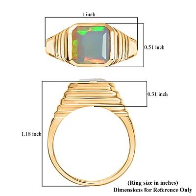 D'Joy Premium Ethiopian Welo Opal 2.50 ctw Art Deco Men's Ring in 18K Vermeil Yellow Gold Over Sterling Silver (Size 10.0)