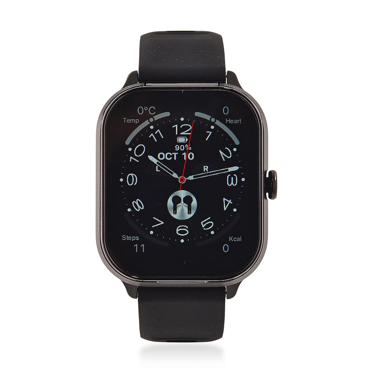 D8_PRO Smart Watch with Black and Orange Silicone Strap and Earbuds image number 0