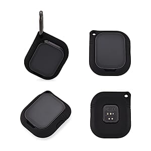 D8_PRO Smart Watch with Black and Orange Silicone Strap and Earbuds